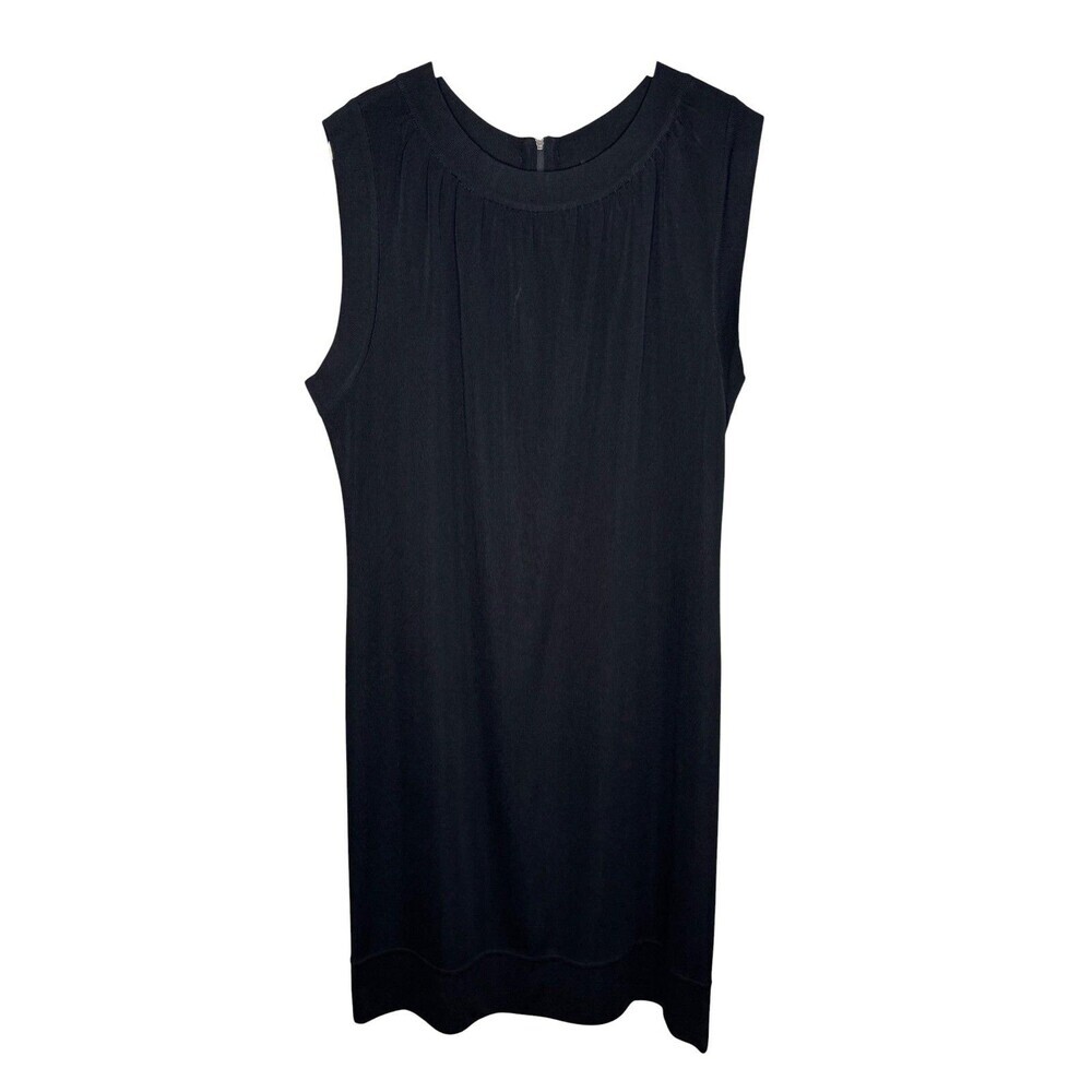 Misook Dress Womens Large Black Knit Sleeveless Sheath Knee Length Office